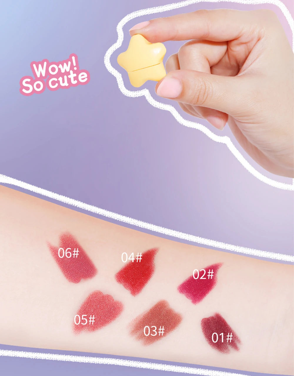 Shimmering Stars Lipstick Set - 6 Matte Velvet Candy Colors