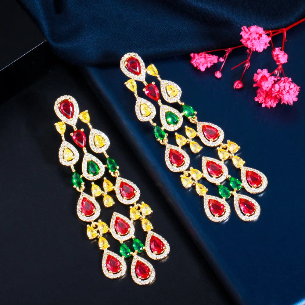 Elegant Bridal Drop Earrings *Shiny White CZ Dangle Jewelry*