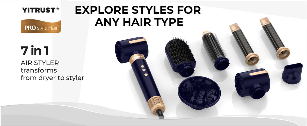 Style Flow 7-in-1 *Brushless Ionic Hot Air Styling Brush & Hair Dryer with Diffuser & Auto Curler*