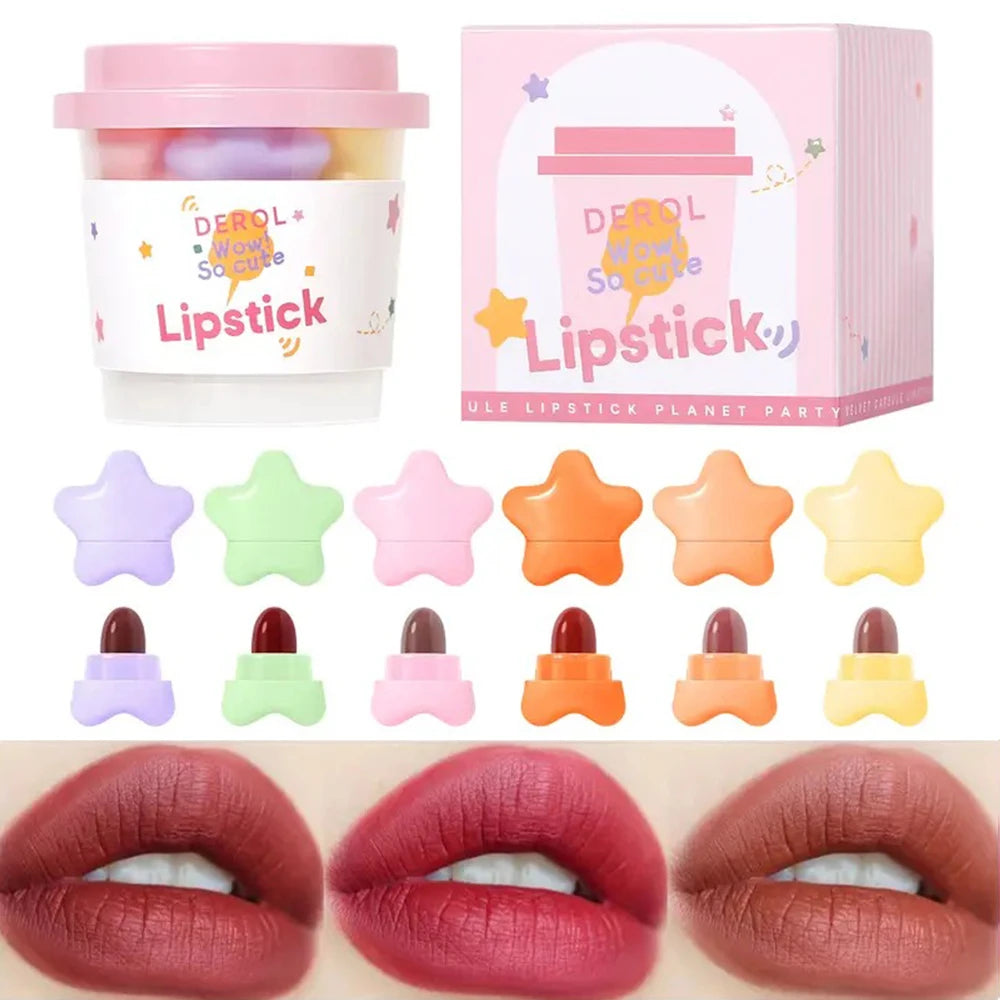 Shimmering Stars Lipstick Set - 6 Matte Velvet Candy Colors