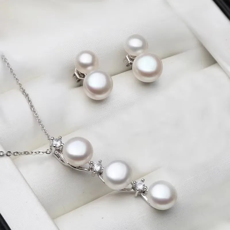 Muse Pearls *Elegant Freshwater Pearl & 925 Silver Jewelry Set *