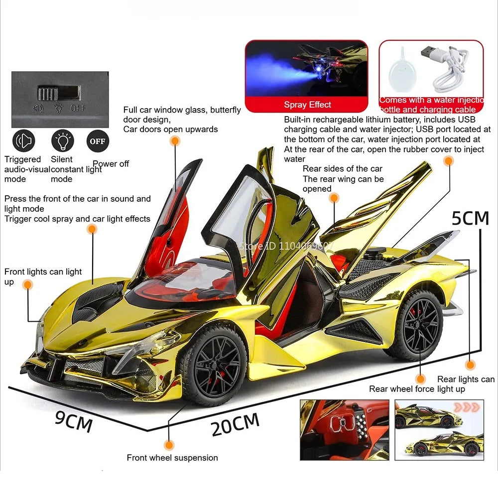 Pull-Back Pagani Huayra Model - Spray Effect with Light & Sound