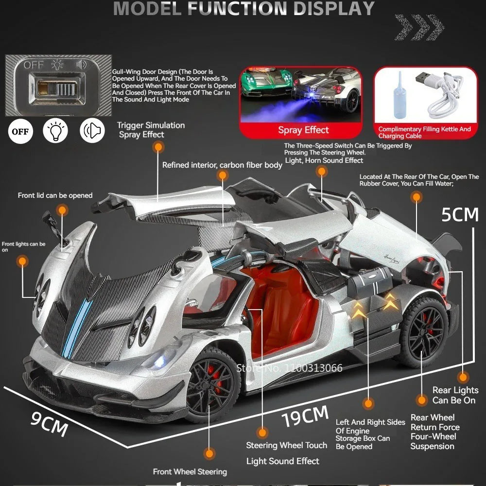 Pull-Back Pagani Huayra Model - Spray Effect with Light & Sound