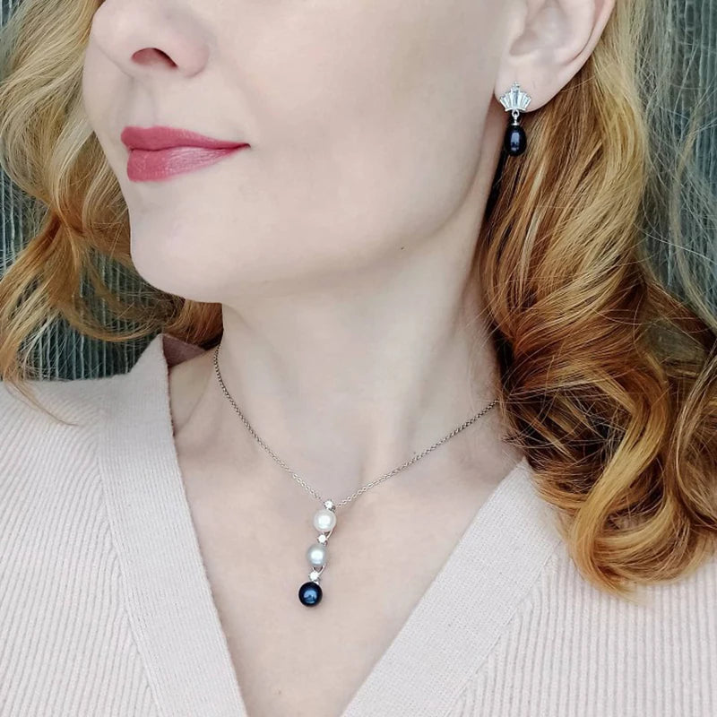 Muse Pearls *Elegant Freshwater Pearl & 925 Silver Jewelry Set *