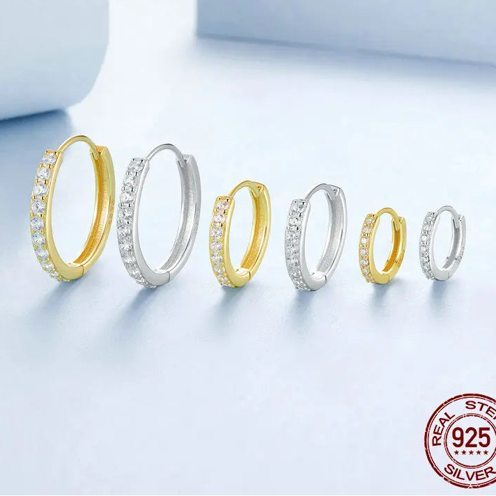 The Glimmer Huggie *   CZ Earring Set in 18K Gold Plated Sterling Silver *