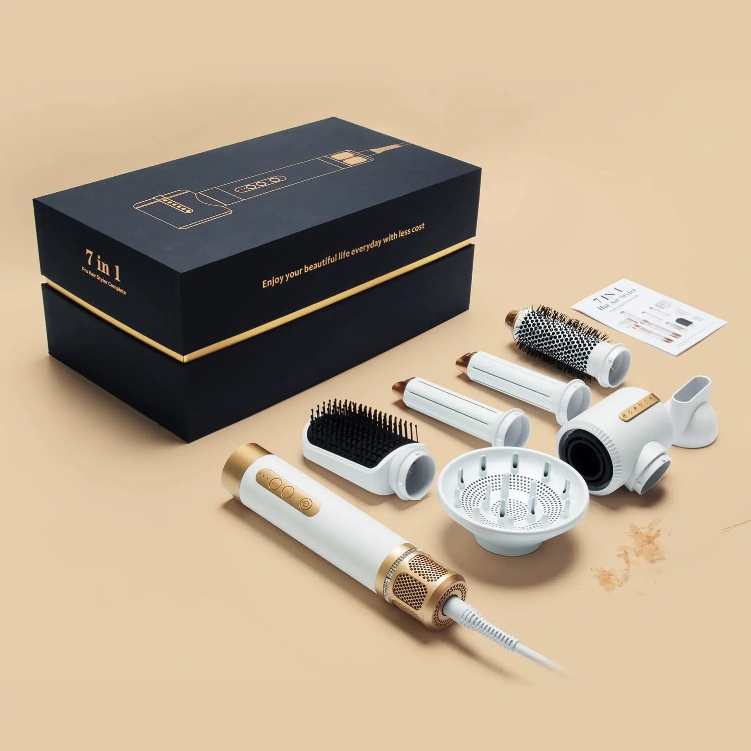 Style Flow 7-in-1 *Brushless Ionic Hot Air Styling Brush & Hair Dryer with Diffuser & Auto Curler*