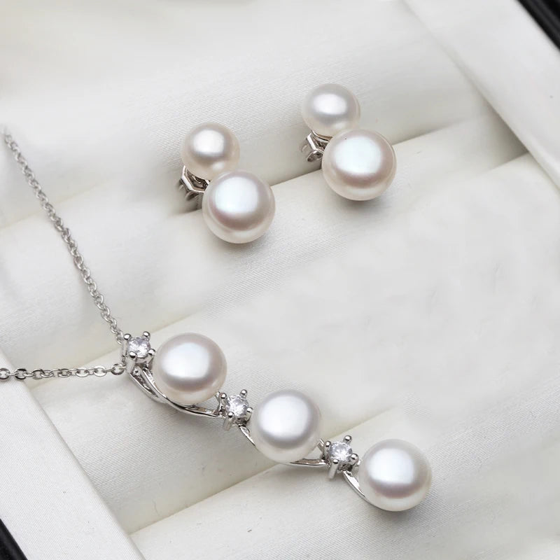 Muse Pearls *Elegant Freshwater Pearl & 925 Silver Jewelry Set *