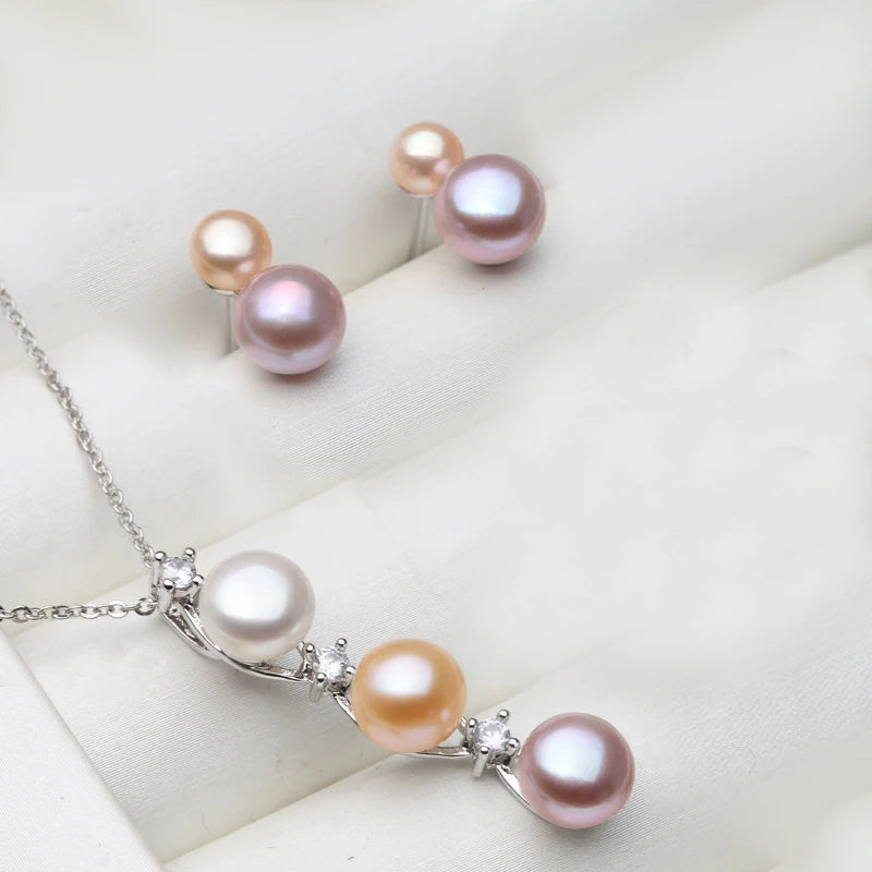 Muse Pearls *Elegant Freshwater Pearl & 925 Silver Jewelry Set *
