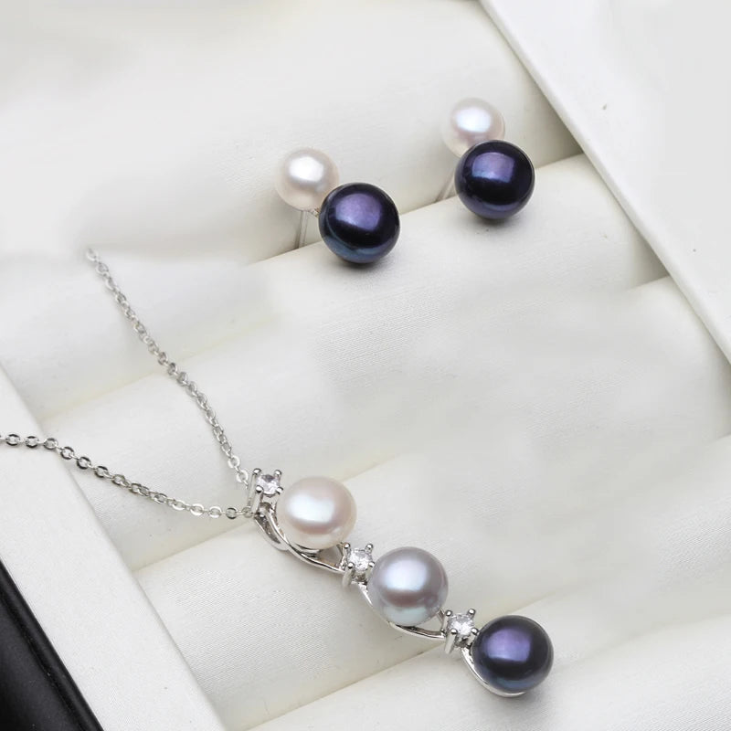 Muse Pearls *Elegant Freshwater Pearl & 925 Silver Jewelry Set *