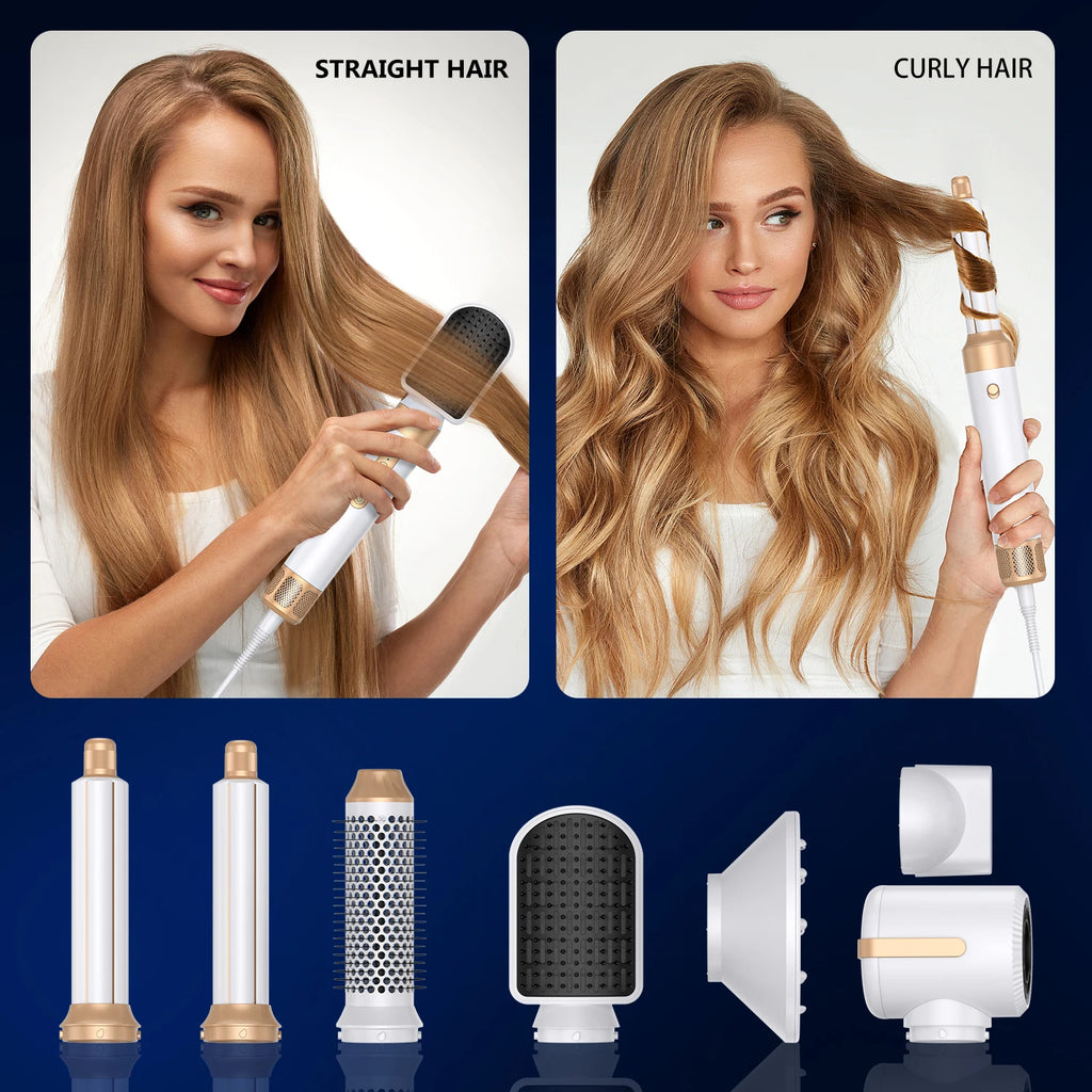 Style Flow 7-in-1 *Brushless Ionic Hot Air Styling Brush & Hair Dryer with Diffuser & Auto Curler*